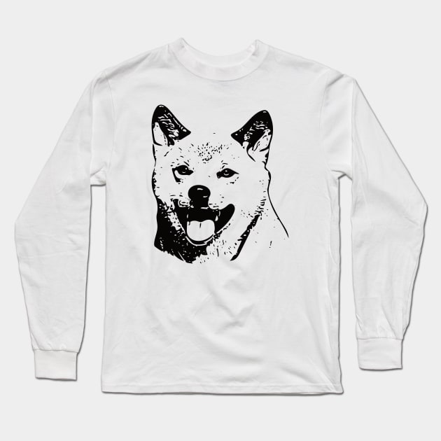 Shiba Inu Face Design - A Shiba Christmas Gift Long Sleeve T-Shirt by DoggyStyles